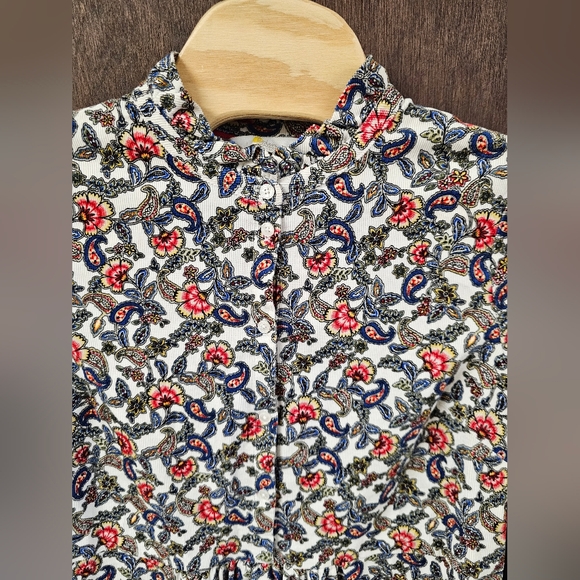 Boden Ruffle Neck Corduroy Dress Floral 14R - Picture 5 of 12